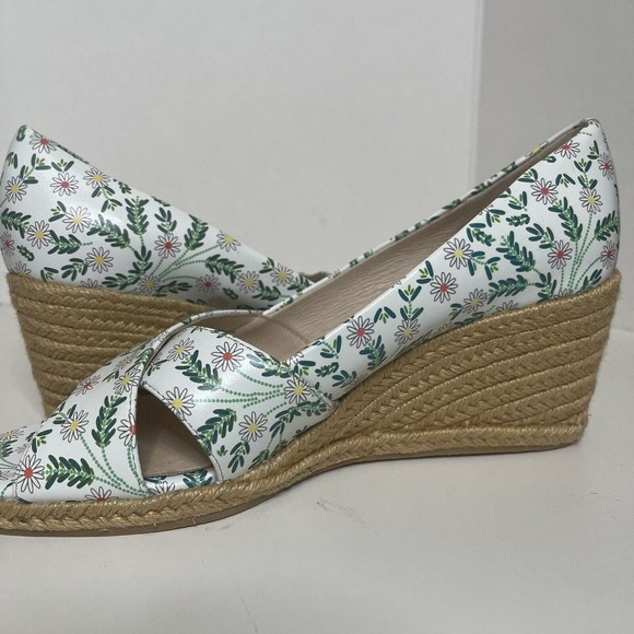 Jack Rogers - Criss-Cross Wedge Espadrilles - Palmer - White Daisy - 9 NWOB